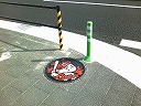 Cap of manhole in the vicinity of stadium